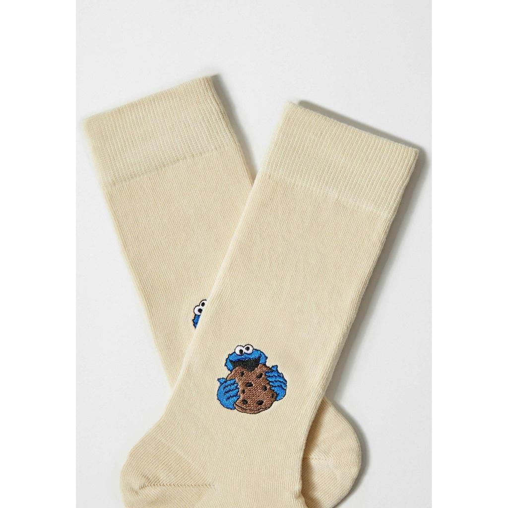 Cookie Monster Embroidered - 100% Organic Cotton Socks