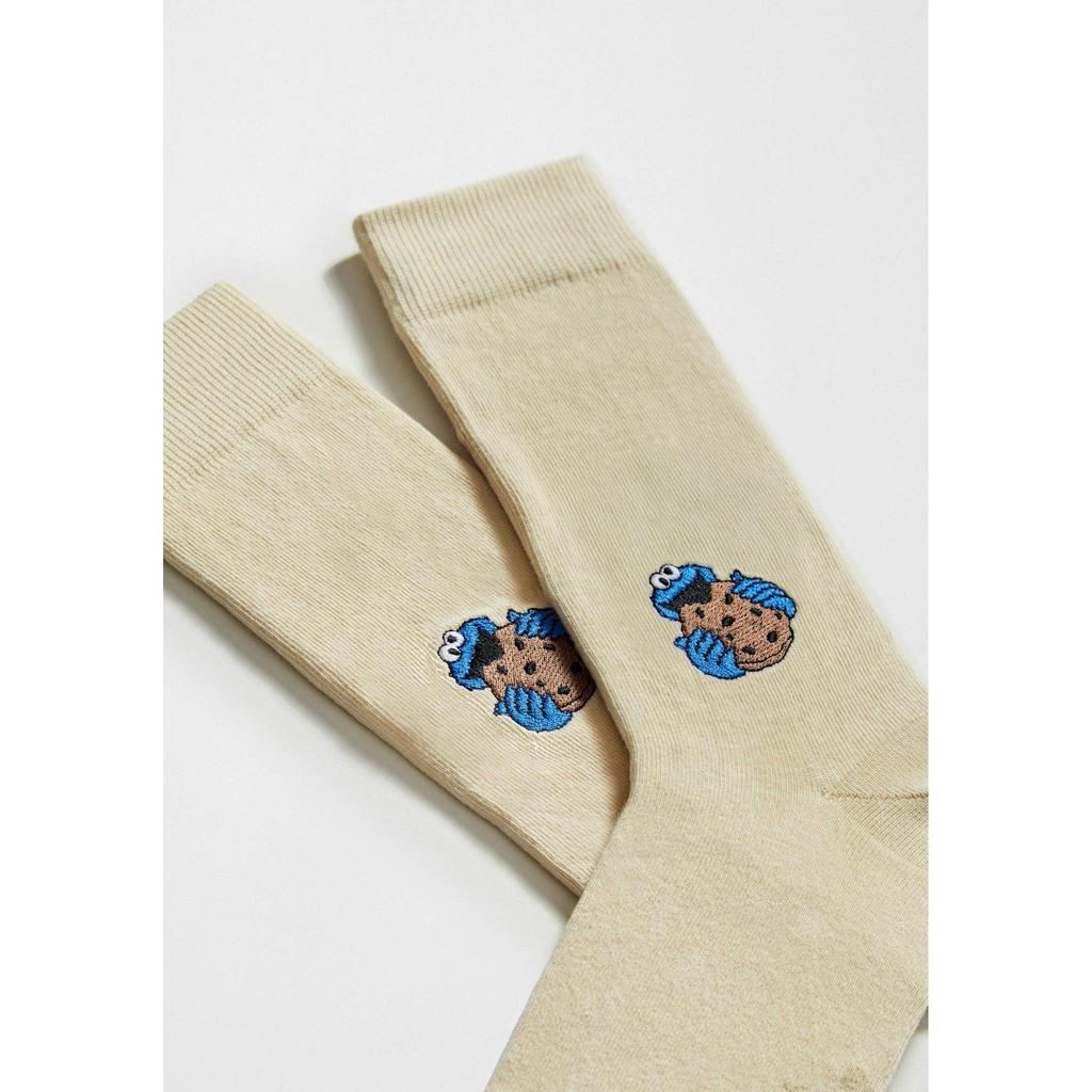 Cookie Monster Embroidered - 100% Organic Cotton Socks