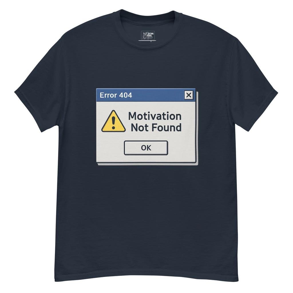 Error 404: Motivation Not Found - Retro Pixel T-Shirt
