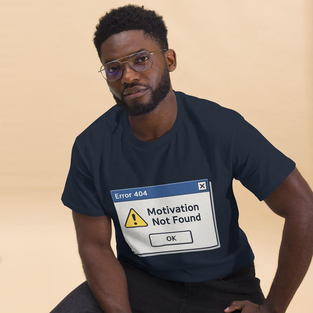 Error 404: Motivation Not Found - Retro Pixel T-Shirt