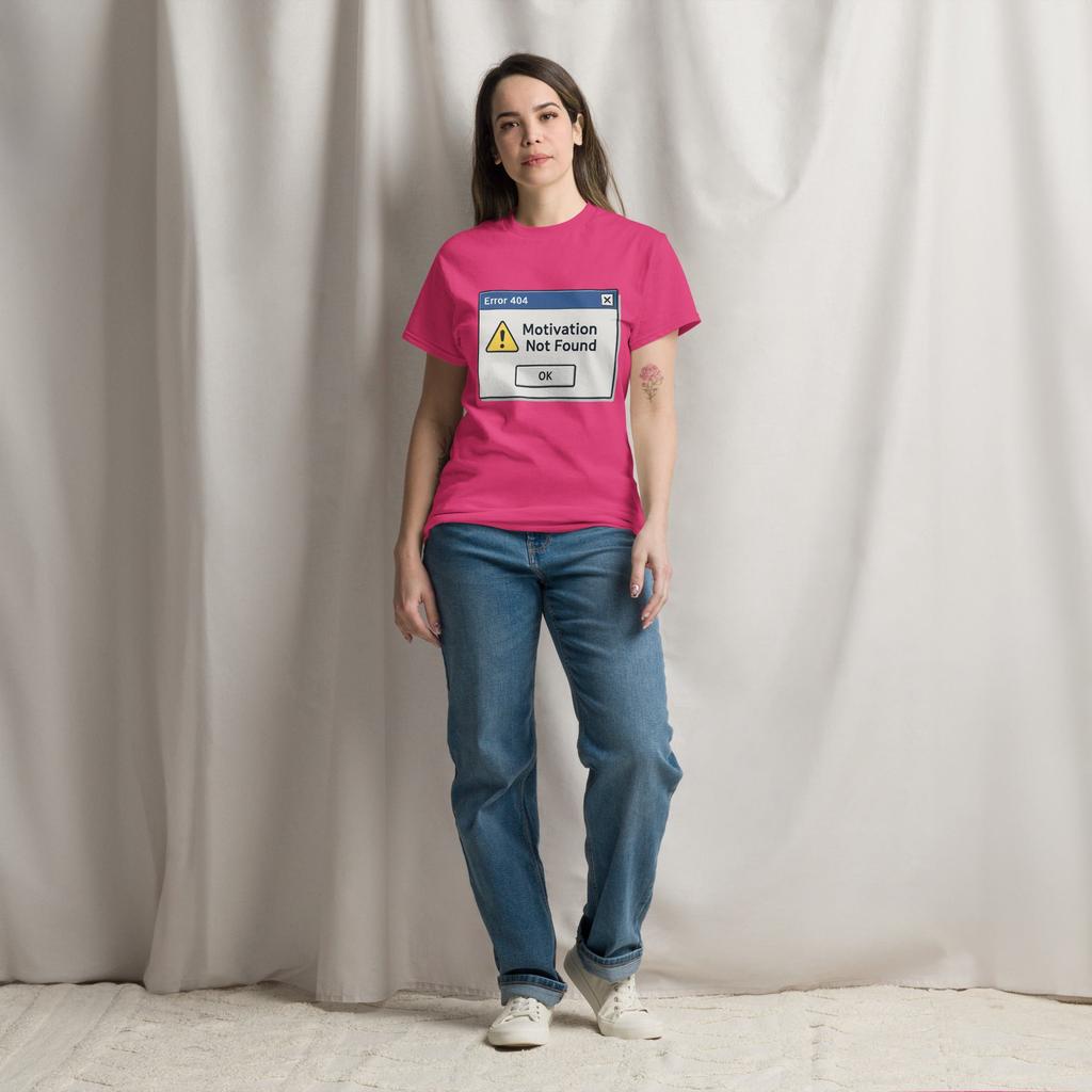 Error 404: Motivation Not Found - Retro Pixel T-Shirt