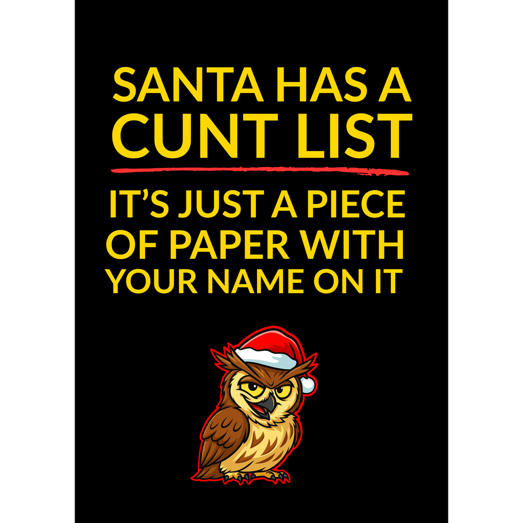 Santa’s C*nt List Card – Christmas Card